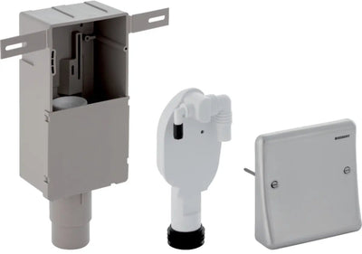 Siphon encastrable Geberit uniflex pour appareils 50 x 56 mm - avec deux pièces de raccordement - boîtier d'encastrement et plaque de recouvrement