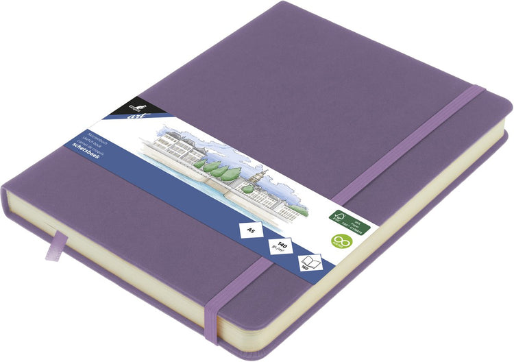 Carnet de croquis Kangaro - a5 - violet chiné - avec élastique et ruban - k-861293