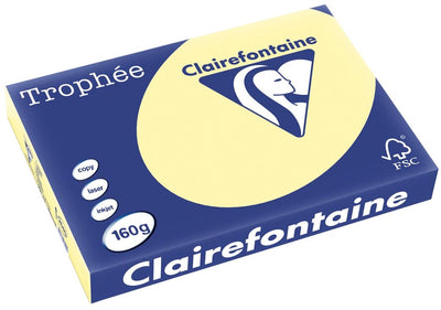 Clairefontaine trophée pastel, papier coloré, a3, 160 g, 250 feuilles, jaune canari