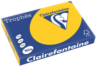 Clairefontaine trophée intense a3 jaune soleil 160 g 250 feuilles