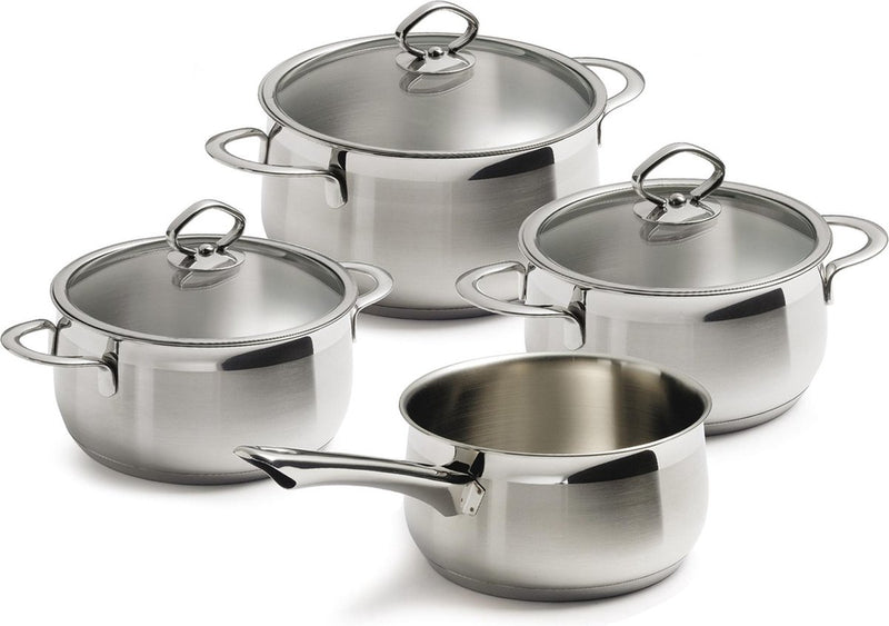 Bk excellent set de casseroles en inox 4 pièces - ø16cm à ø20cm - induction - passe au lave-vaisselle - passe au four jusqu'à 230° - avec couvercles - graduation - argent