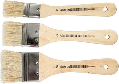 Pinceaux à laque Creativ company, l : 19 cm, l : 25-50 mm, plats, 3 pièces 1 boîte