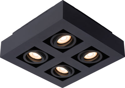Lucide xirax - spot de plafond (plafonnier) - led dim to warm - gu10 - 4x5w 2200k 3000k - noir