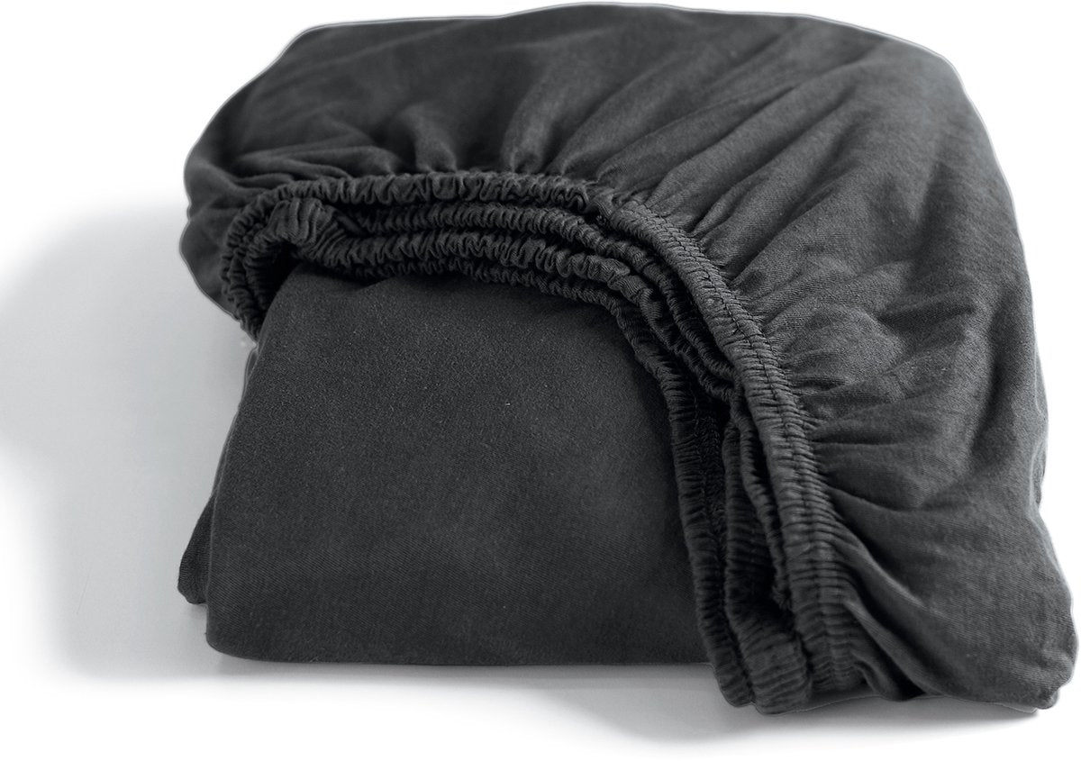 Cendrillon - drap-housse - hauteur de matelas jusqu'à 25 cm - jersey double - 90x200 - anthracite
