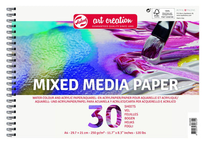 Papier de création artistique Talens techniques mixtes a4 blanc | 3 pièces