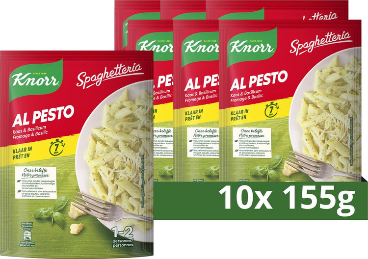 Plat de pâtes spaghetteria Knorr - al pesto - ce repas est prêt en 7 minutes - 10 x 155 g