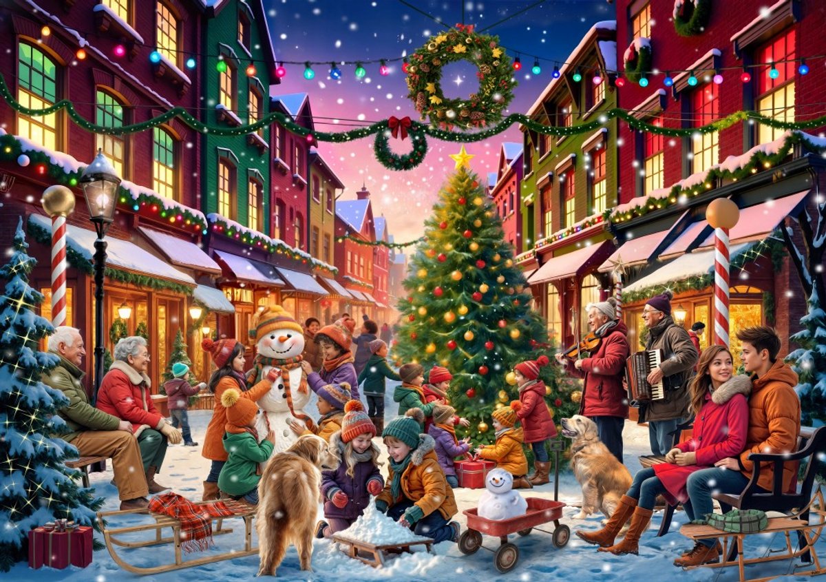 Puzzle Bluebird Puzzle de Noël Rue de Noël - 2000 pièces en carton.
