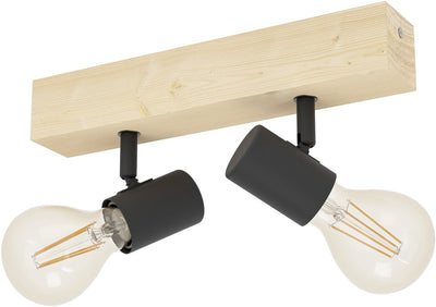 Eglo townshend 3 spot - 2 lumières - E27 - marron - noir - Bois FSC