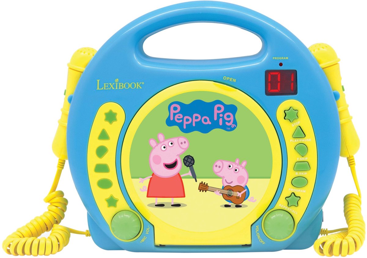 Lecteur CD portable Lexibook Peppa Pig avec 2 microphones pour chanter