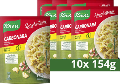 Plat de pâtes spaghetteria Knorr - carbonara - ce repas est prêt en 6 minutes - 10 x 154 g