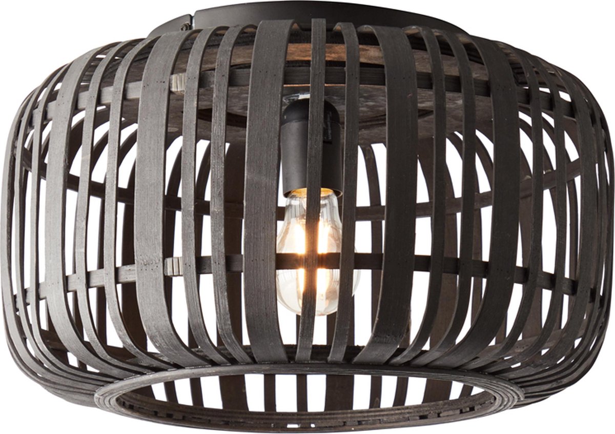 Brilliant woodrow - plafonnier - e27 max 1x60w - bois noir