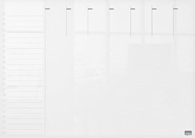 Tableau blanc mini A3 effaçable à sec Nobo - planificateur hebdomadaire - 297 x 420 mm - marqueur inclus - acrylique transparent