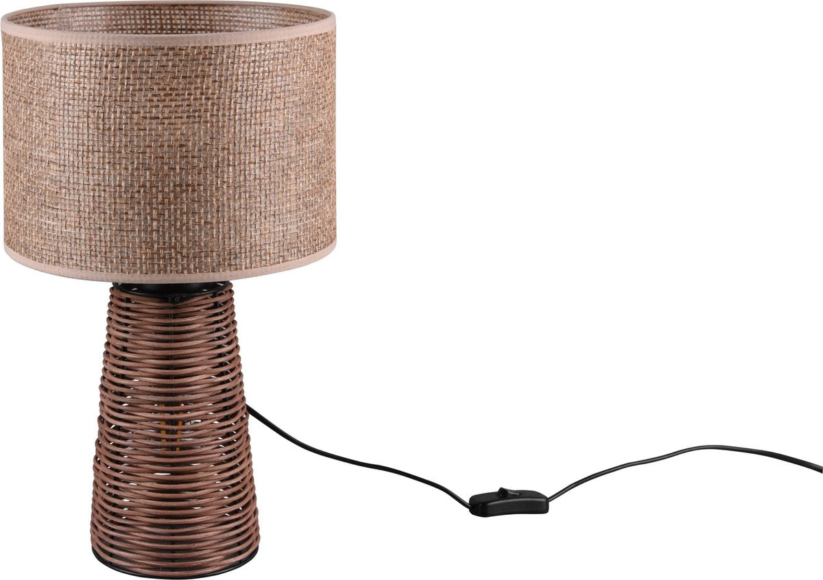 Rl live your light reality paille - lampe de table - marron - excl. 2x E27 - interrupteur à cordon