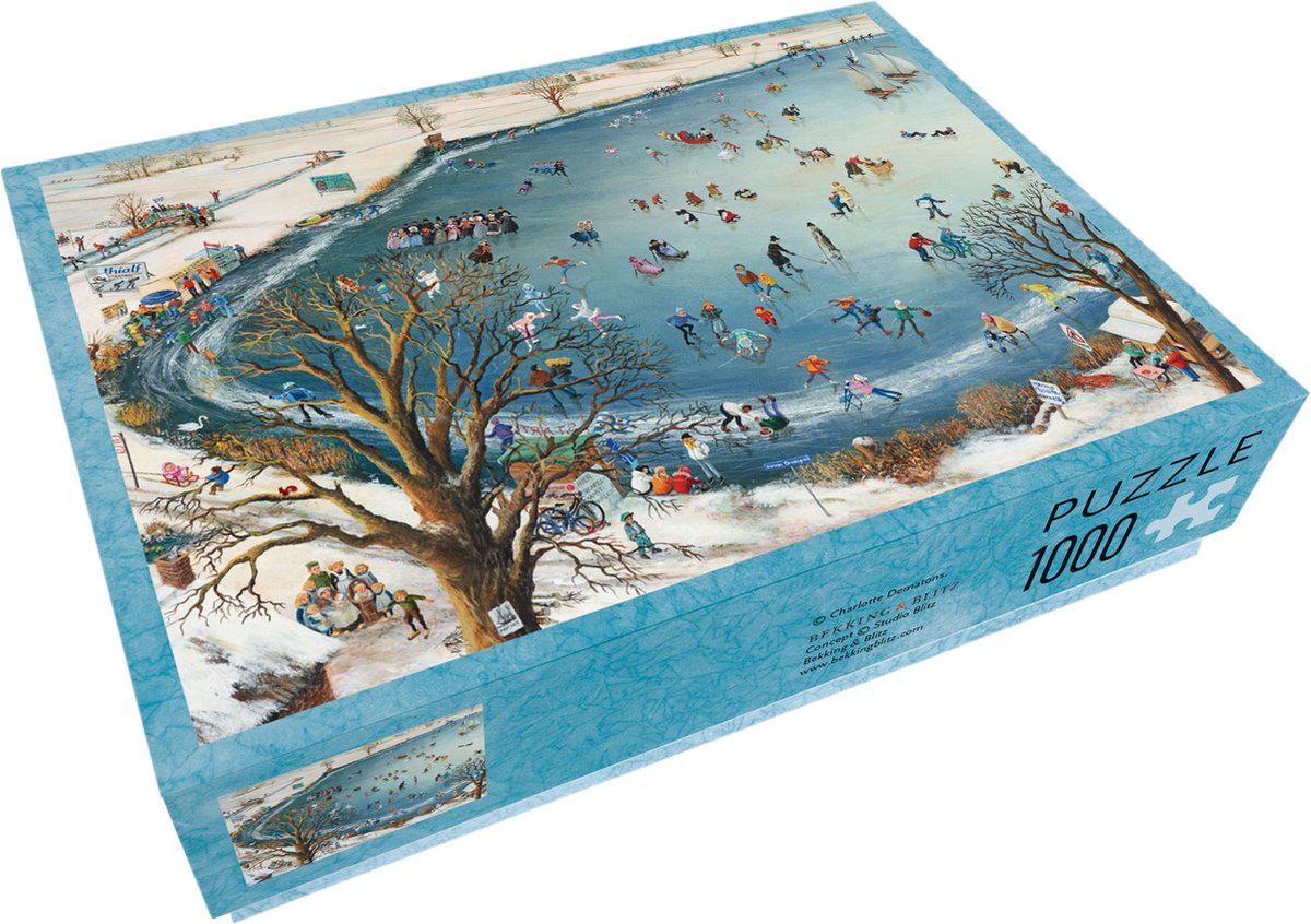 Bekking Blitz - puzzle - 1 000 pièces - art - scène hivernale - neige - plaisir de patiner - patinoire - charlotte dematons