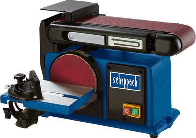 Ponceuse à bande Scheppach bts800 - 370w - ponceuse à disque - 2850 tr/min - diamètre du disque de ponçage : 150 mm - incl. 1x bande abrasive et 1x disque abrasif