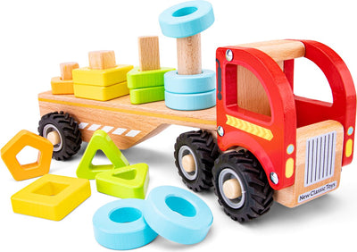 Jouet camion en forme de bois Woet ® - camion de tri aux formes géométriques - stimule la motricité, la reconnaissance des formes - véhicule jouet - jouets éducatifs - à partir de 18 mois