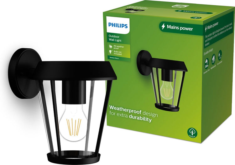 Philips LED Applique Philips Sunera - lampe d'extérieur - noir - culot E27 - maximum 25W - résistant aux intempéries ; ip44 - applique suspendue
