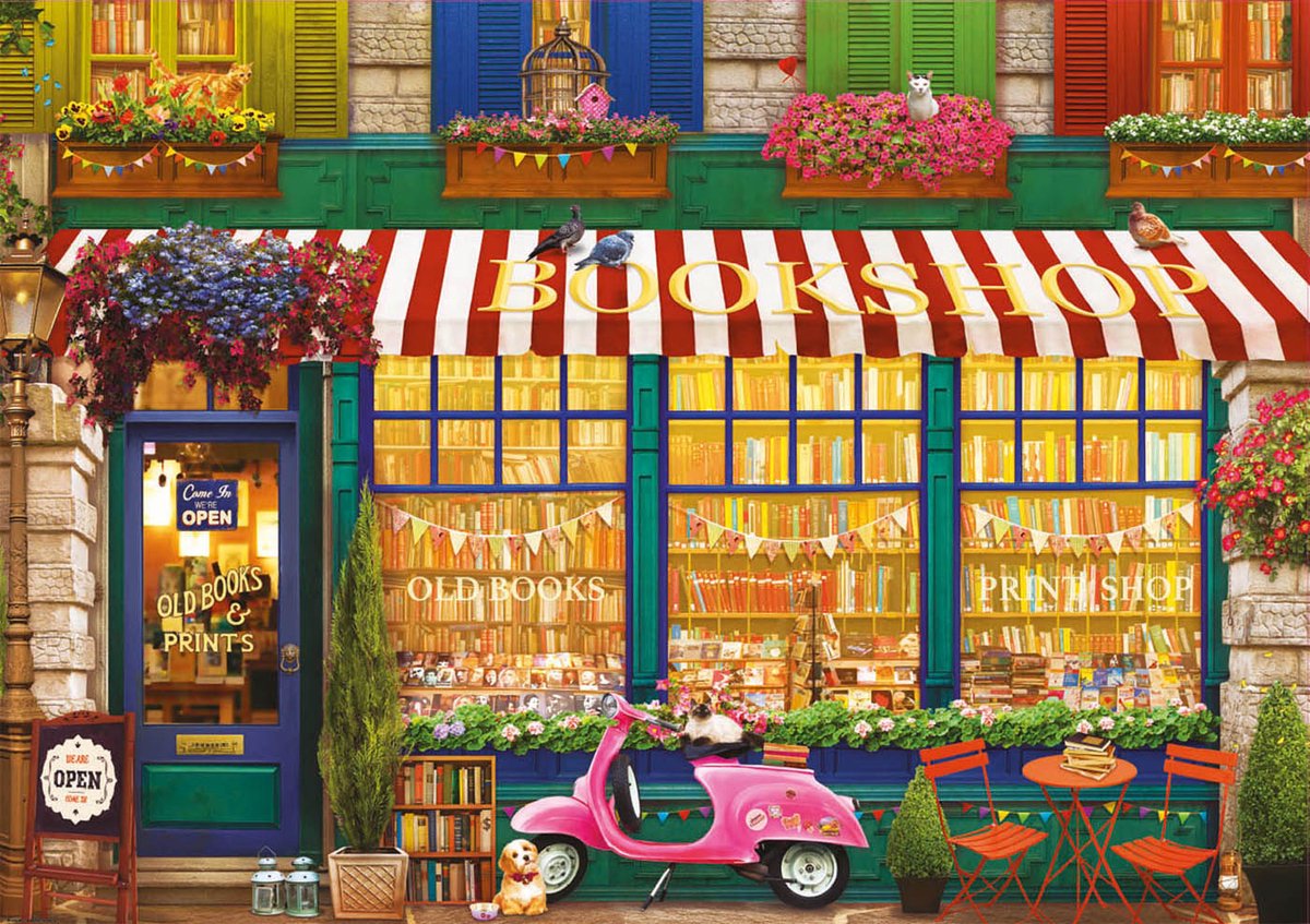 Puzzle Educa - 4000 pièces - librairie vintage -