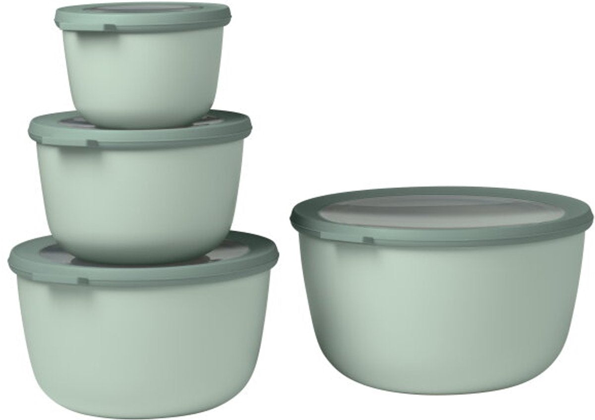 Mepal - coffret de conservation alimentaire cirqula multi bols - 500 + 1000 + 2000 + 3000 ml - rond - sauge nordique