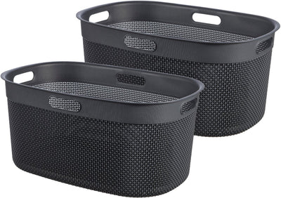 Panier à linge en filo Curver - 45l - lot de 2 pièces - anthracite