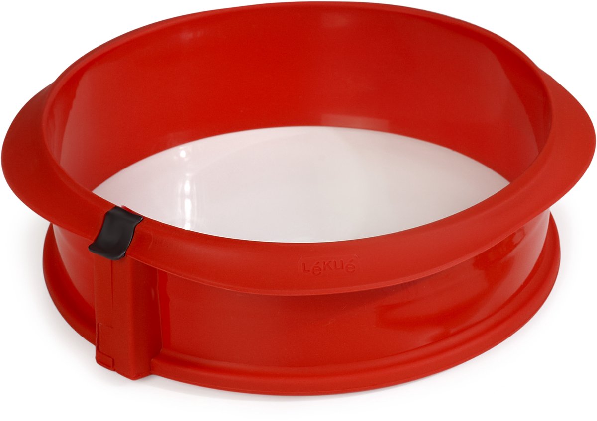 Poêle à charnière ronde Lékué avec plaque céramique ø 23 cm - rouge