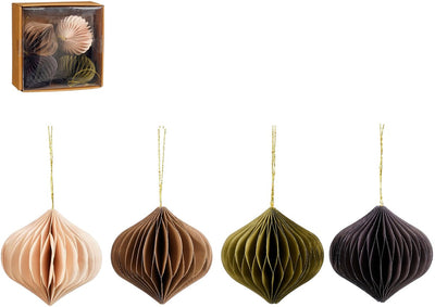 Ornement oignon beige d.vert marron violet 4 pièces fsc mix - h8xd8cm | 4 pièces