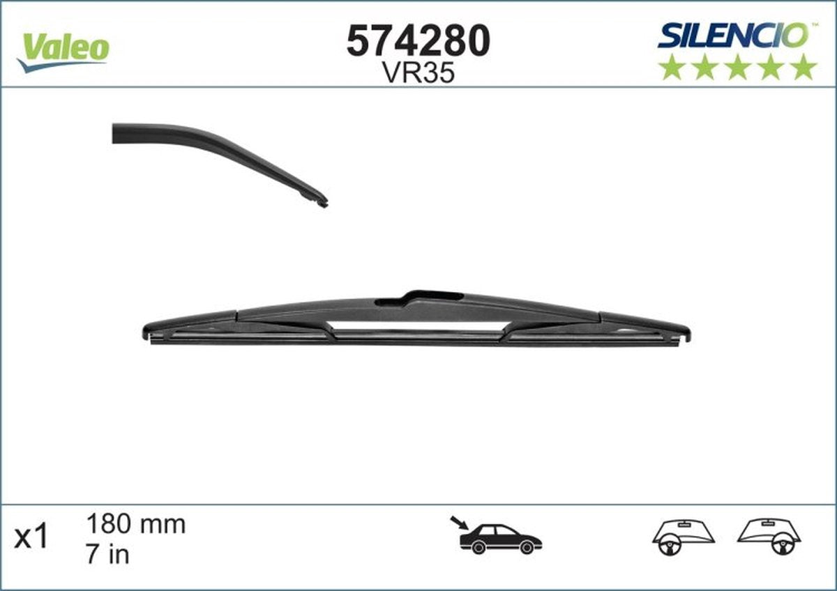 Valeo - essuie-glace arrière silencio vr35 - 18cm (1x)