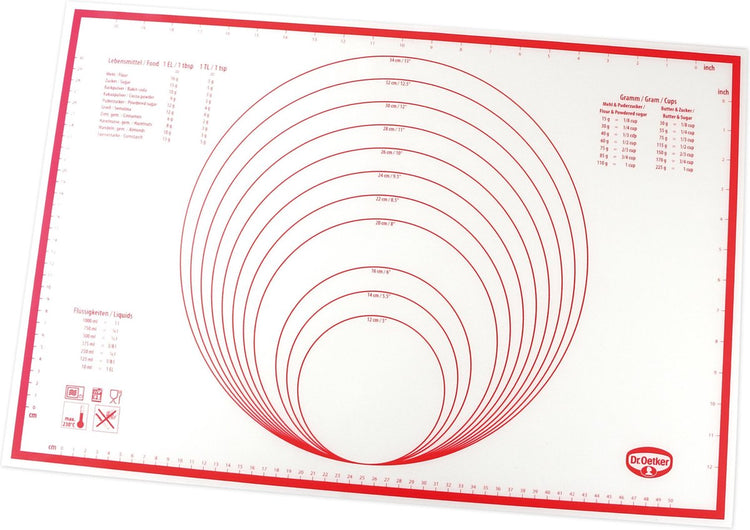 Dr. oetker 1923 planche à découper de cuisine rectangulaire silicone rouge, blanc