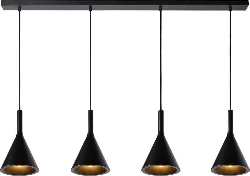 Lucide gipsy - lampe suspendue - 4xe27 - noir - japandi