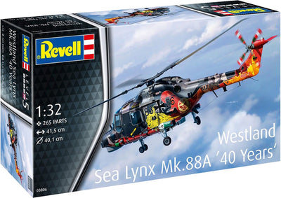 Revell maquette véhicule militaire - 03806 westland sea lynx mk.88a - couleurs spéciales - 40 ans ! - plastique d'hélicoptère - 1:32 - modélisme