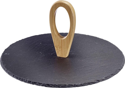 Plateaux de service Westmark tapas + friends - plateau de service élégant pour les collations et les amuse-gueules, idéal pour la table à manger ou le buffet, plateau revêtu - ardoise, ø 30 cm