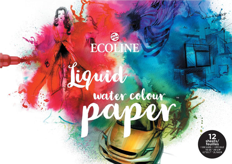 Bloc de papier aquarelle Ecoline | 29,7 x 42 cm (a3), 290 g m², 12 feuilles