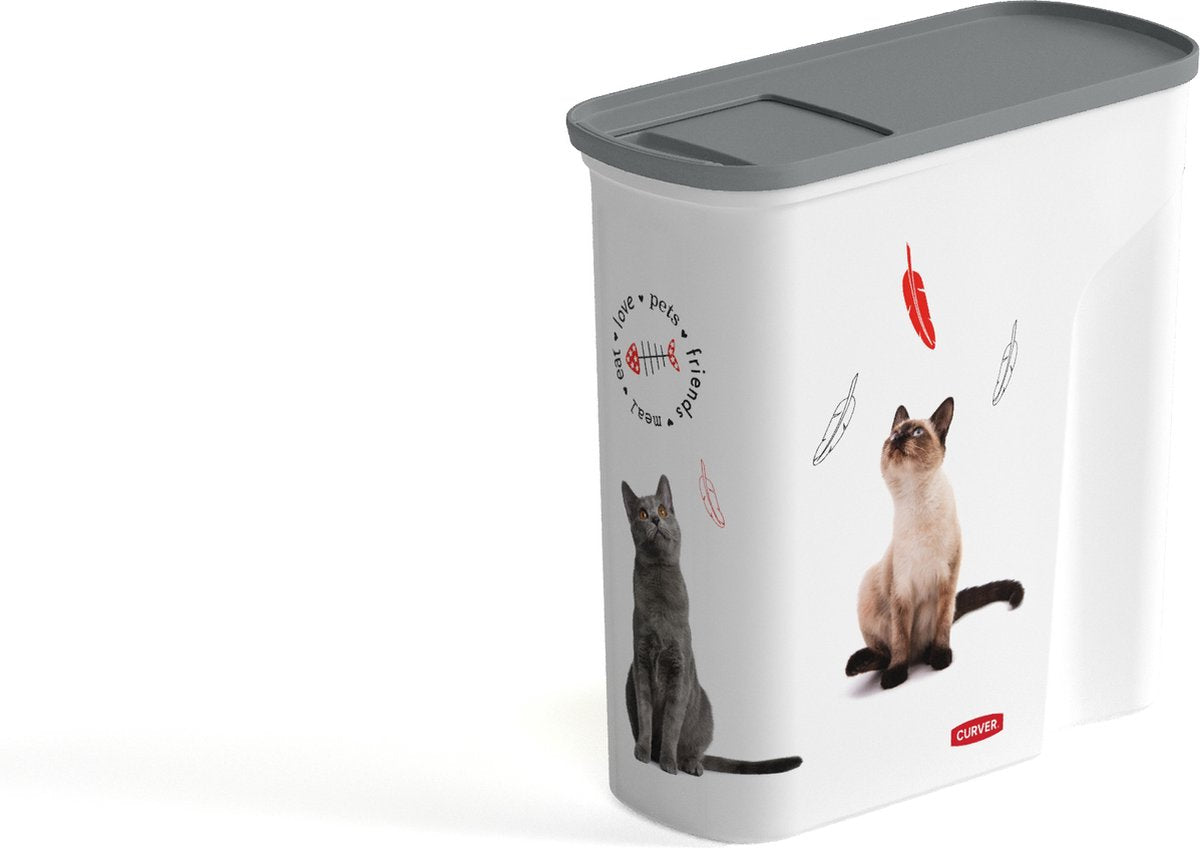 Curver récipient alimentaire chat - 6l - 2,5kg - 28x12x28cm - blanc gris