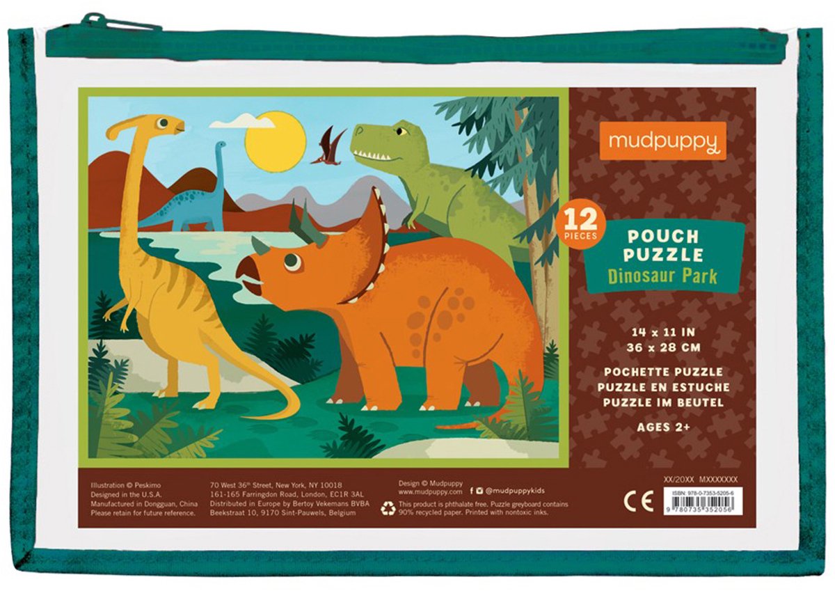 Puzzle Mudpuppy - parc de dinosaures - 36x28cm - 12 pièces - 2 ans