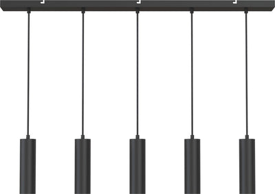 Lampe suspendue Calex - gu10 - 5 lumières - plafonnier - noir mat - salle à manger - cuisine - table à manger - excl. source de lumière