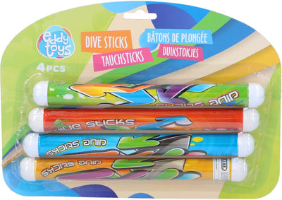 Eddy Toys barres de plongée - 4x pièces - colorées - plastique - jouets de plongée - barres de plongée - bâtons de plongée - coule au fond - coule au fond