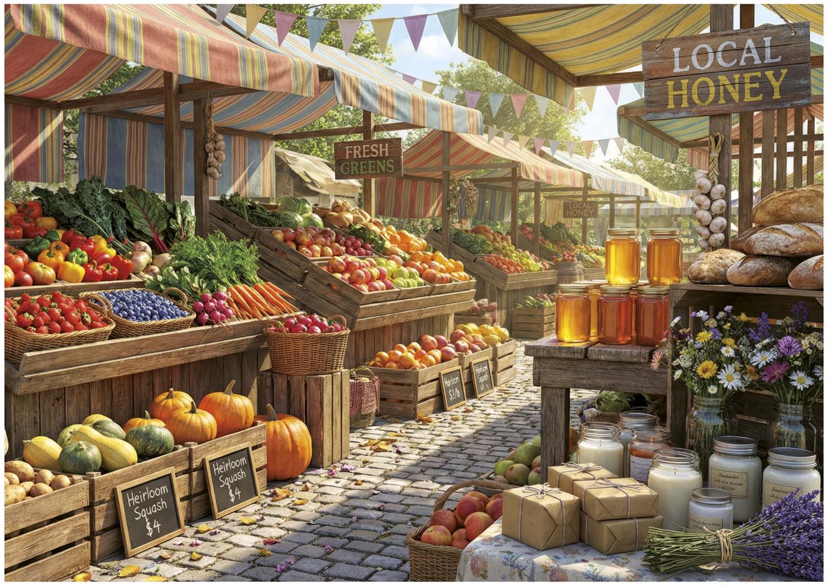 Pièces Educa xxl - marché des fermes ensoleillées - 500 pièces.
