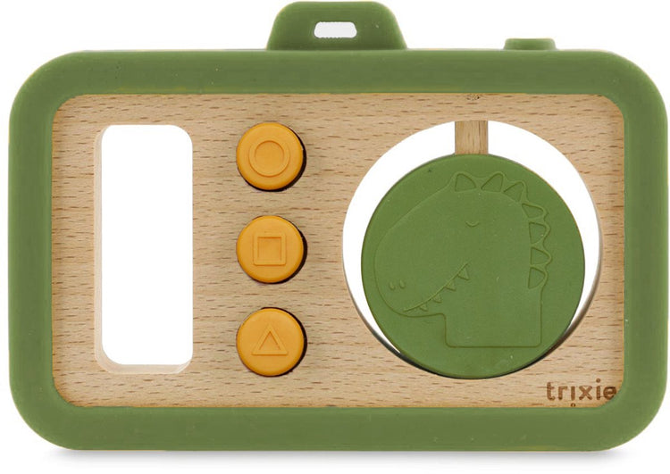 Caméra bébé en bois Trixie avec silicone - mr. dinosaure - 0m+ - jouet de dentition - joli comme cadeau de maternité