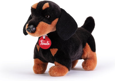 Trudi - peluche classique chien teckel Leo 25 cm - fait main en Italie - peluche de haute qualité - peluche pour garçons et filles - marron noir - 11x19x25 cm taille s