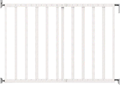 Barrière d'escalier extensible en bois Noma blanc | barrière de sécurité | portail à vis | porte pour chien | porte enfant