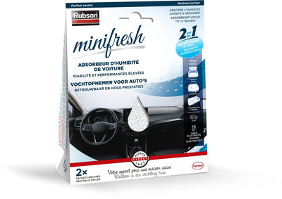 Rubson minifresh car 2 x 50 g - absorbeur d'humidité pour voiture - contre les odeurs de condensation - pour petits espaces - sans électricité