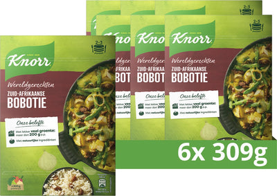 Knorr World Dishes Pack repas - Bobotie sud-africaine - rapide, facile et avec beaucoup de légumes - 6 x 309 g