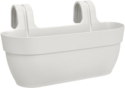 Elho vibia campana easy hanger l 46 - boîte de balcon avec crochets de suspension - 100% plastique recyclé - ø 46,0 x h 26,5 cm - blanc soie