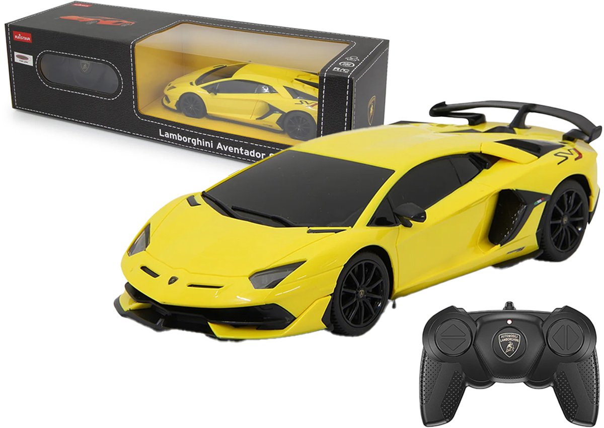 Jamara rc véhicule voiture - 405187 voiture rc - lamborghini aventador SVJ - 2,4 GHz - modèle rc jaune prêt à l'emploi - voiture contrôlée 1:24
