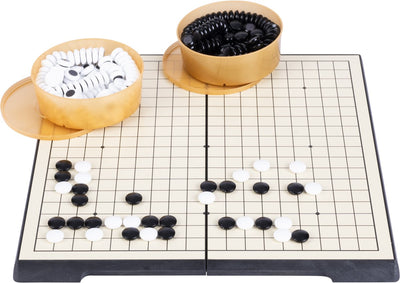 Engelhart Travel Go Game magnétique - plateau pliable 28 x 28 cm - avec compartiment de rangement - jeu de société stratégique pour les déplacements -