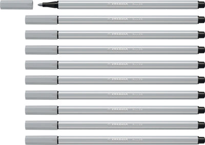 Stabilo pen 68 - feutre premium - gris clair - boîte de 10 pièces