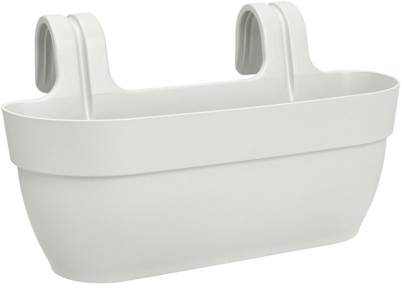 Elho vibia campana easy hanger l 46 - boîte de balcon avec crochets de suspension - 100% plastique recyclé - ø 46,0 x h 26,5 cm - blanc soie