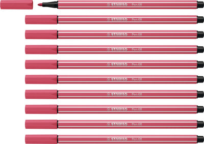 Stabilo pen 68 - feutre premium - rouge fraise - boîte de 10 pièces
