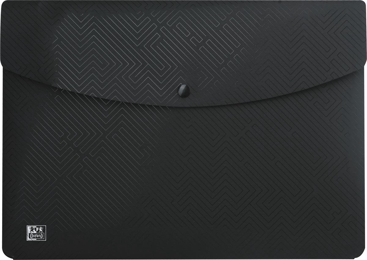 Chemise à documents urbains Oxford avec fermeture à bouton-poussoir, taille A4, en pp, noir 5 pièces
