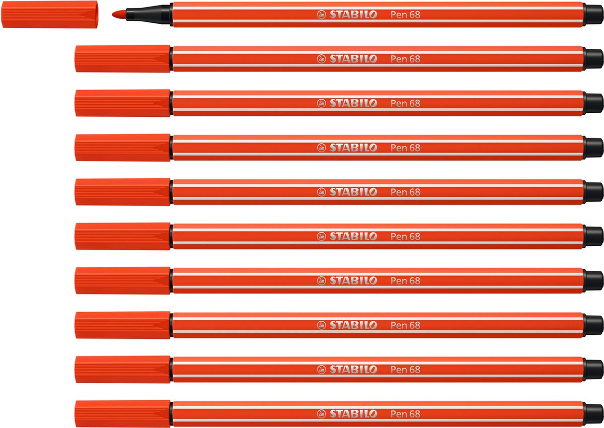 Stabilo pen 68 - feutre premium - rouge clair - boîte de 10 pièces